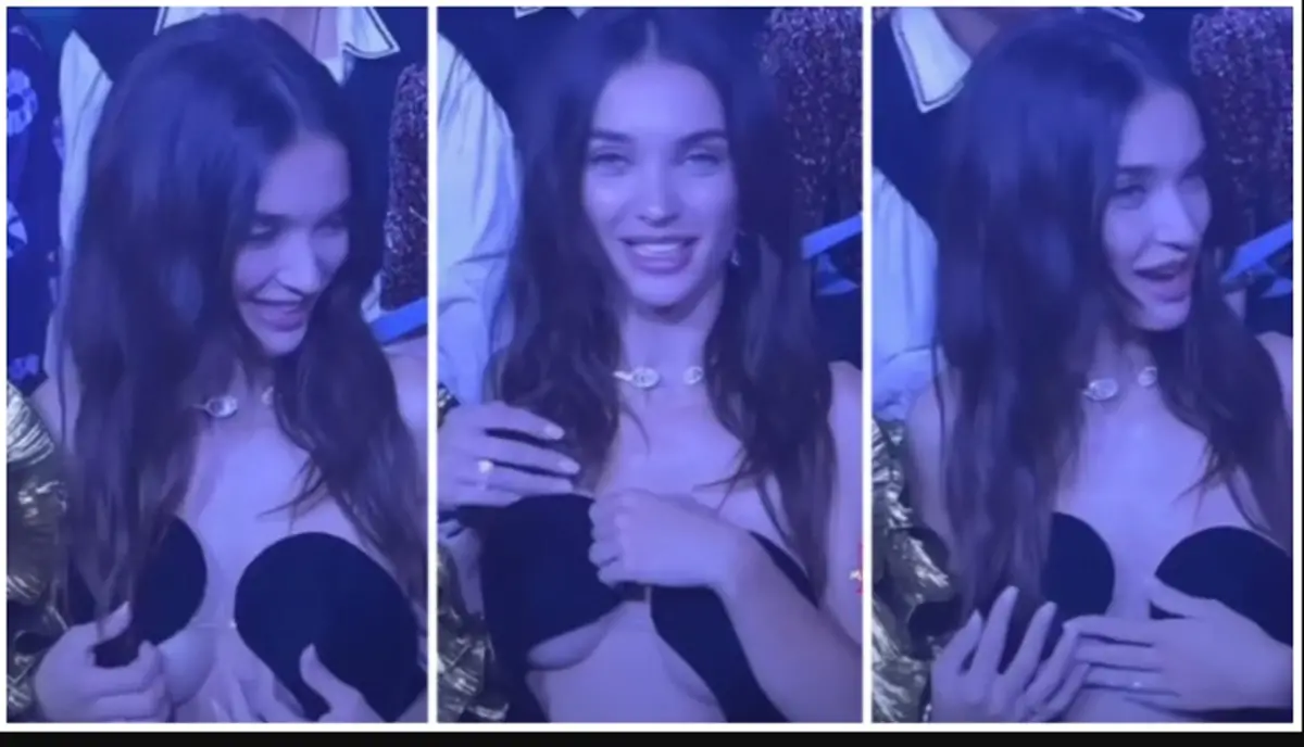 Viral Video: Amy Jackson became victim of oops moment during Paris Fashion Week, with both hands hid her …