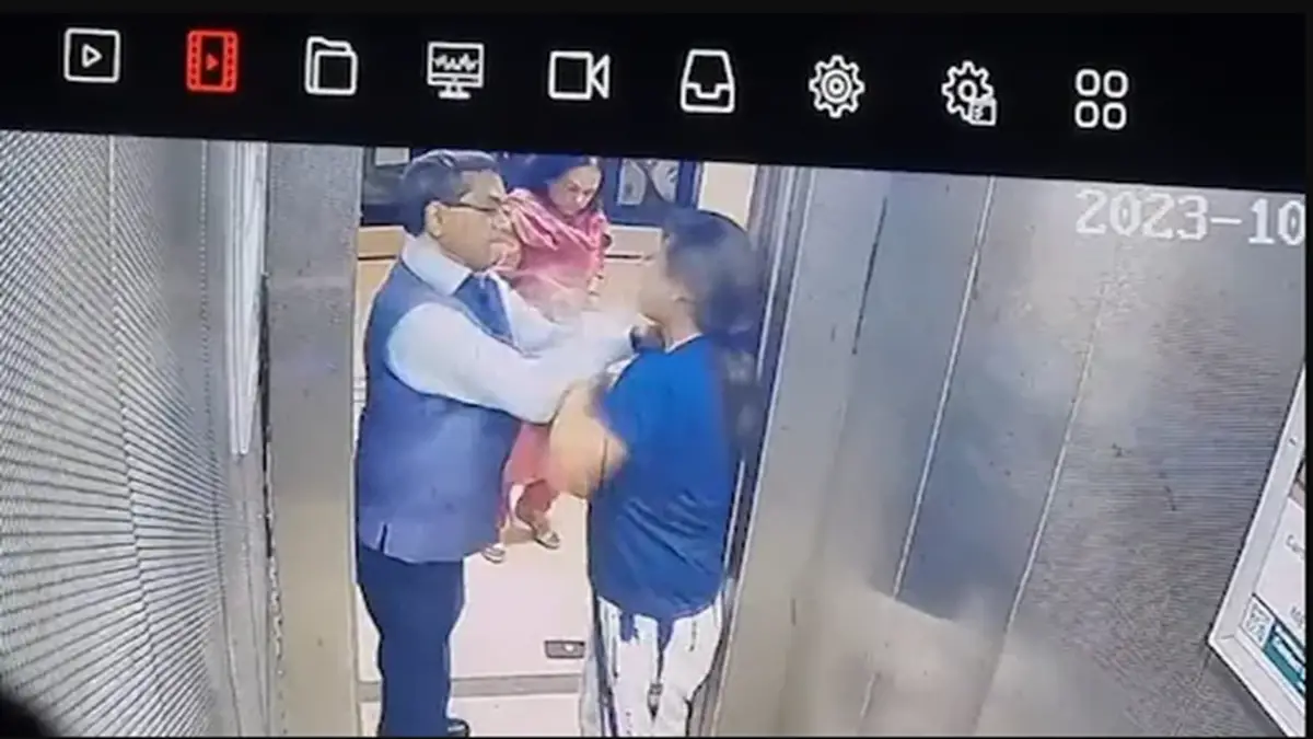 Noida: Retired IAS Officer Slaps Woman After Fight Over Carrying Pet Dog in Lift | On Cam